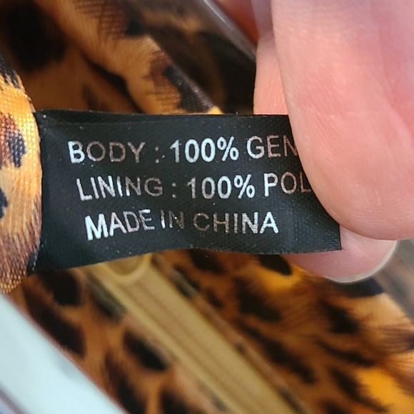 Vtg 90s Y2K Brown Leather Studded Short Strap Hand Shoulder Bag Animal Print - Picture 10 of 10